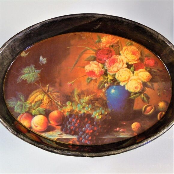 Vintage Lacquer Trinket Trays Still Life Floral - Picture 7 of 7